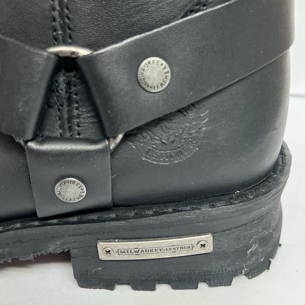 Milwaukee Leather Men’s Black Harness Boots 11-in Wide Width Square Toe 10EEE - Picture 5 of 12